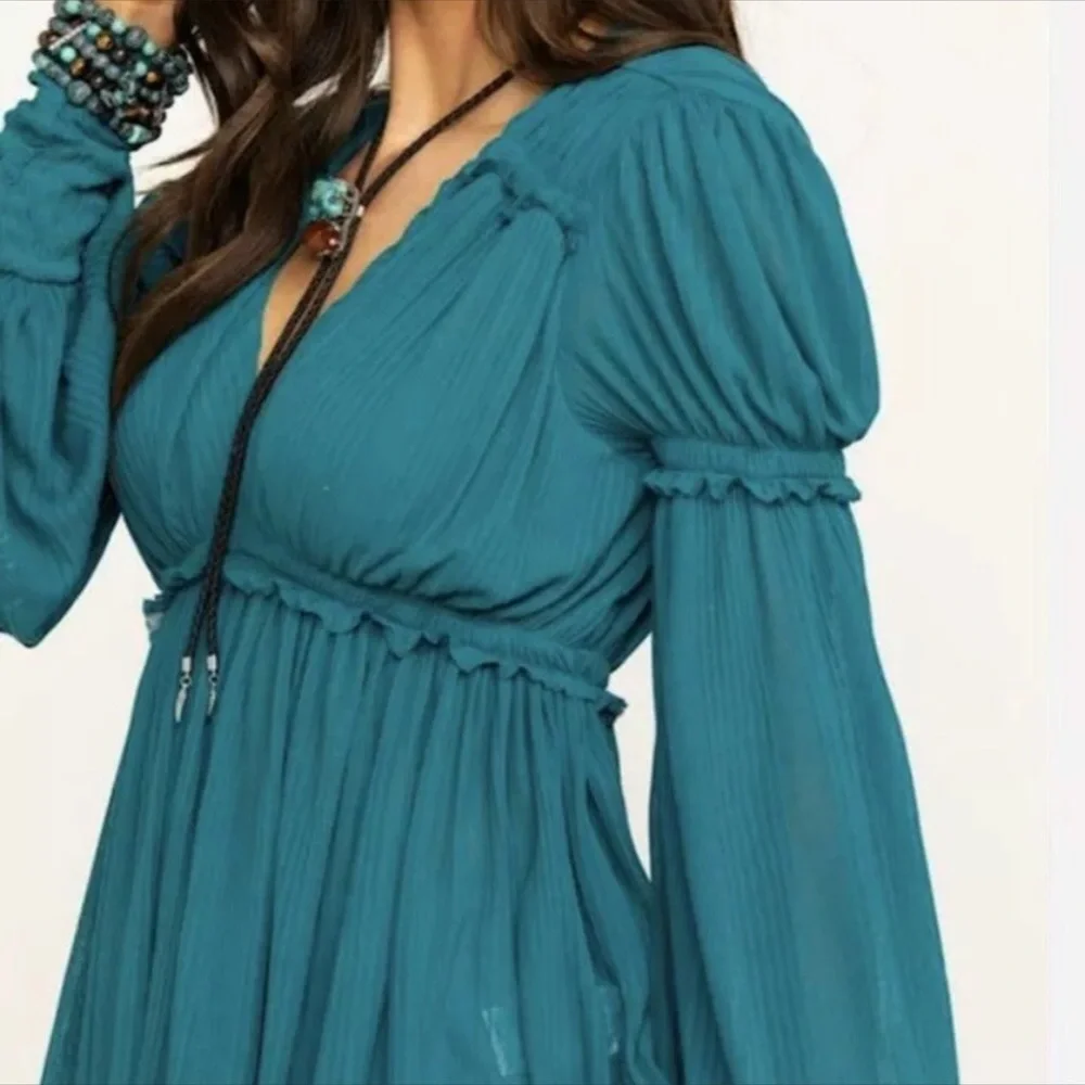 Free People Day Dreaming Top Teal NWOT
